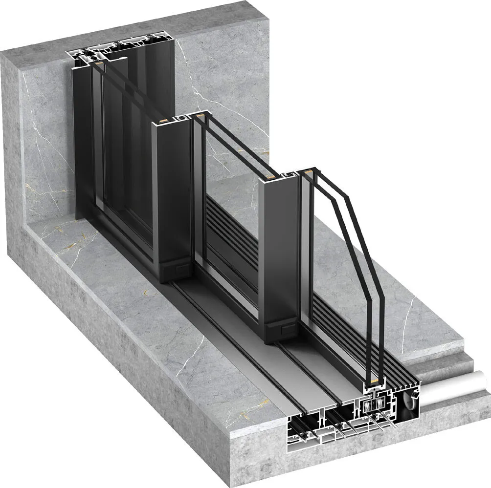 Profile cutaway render of the 140 series system